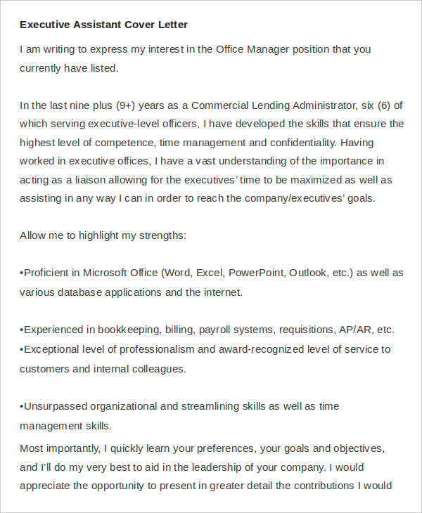 executive assistant resume cover letter
