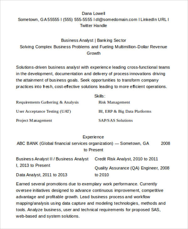 10+ Business Analyst CV Templates - PDF, DOC | Free ...