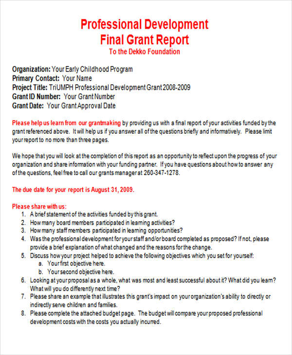 final grant report