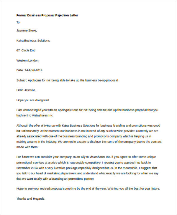 8 Proposal Rejection Letter Templates 7 Free Word PDF Format Download 8 Proposal Rejection Letter Templates 7 Free Word PDF Format Download