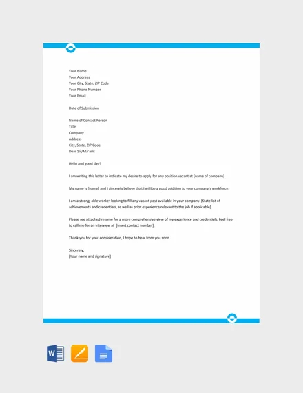 job application letter for doctor pdf