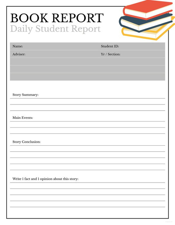 8th Grade Book Report Template