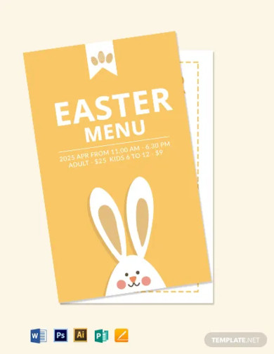 free easter menu card template