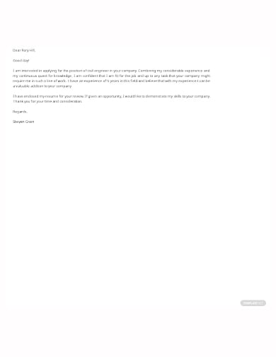 free job application letter for engineer template