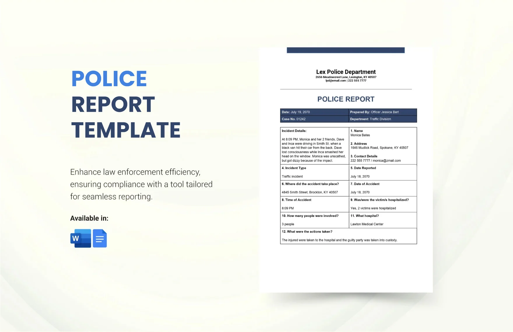 free police report template