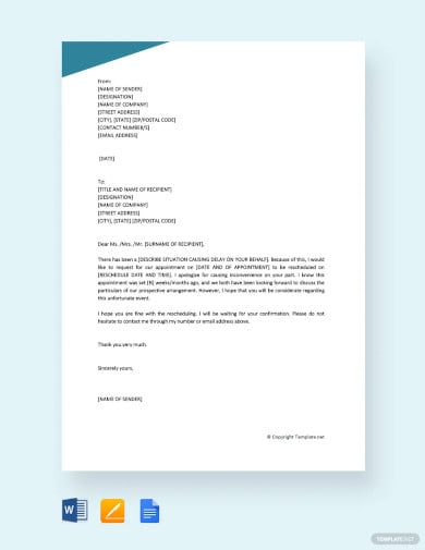 free reschedule appointment request letter template