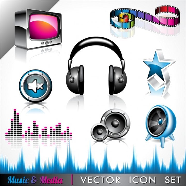 free vector music icons collection