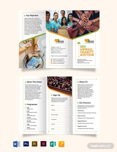 fundraising event tri fold brochure template