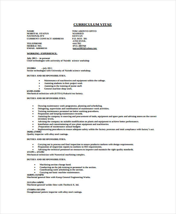 10+ Maintenance Resume Templates - PDF, DOC