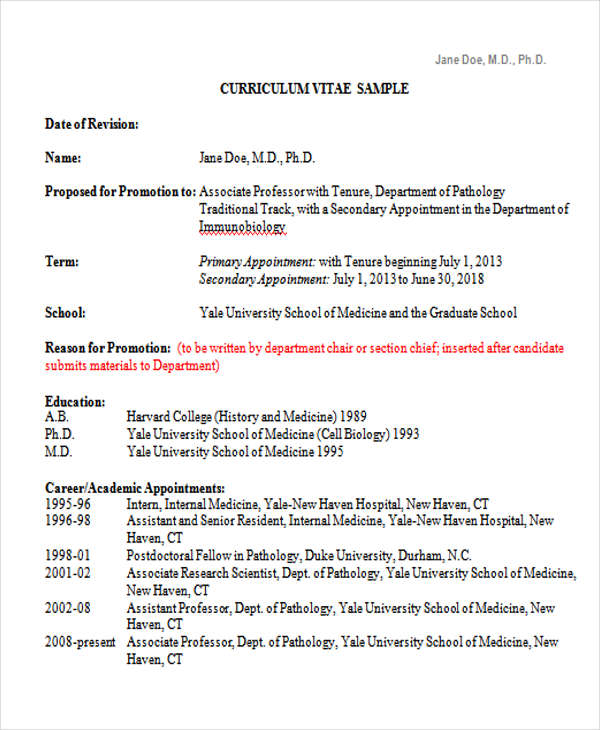 10+ Medical Curriculum Vitae Templates - PDF, DOC