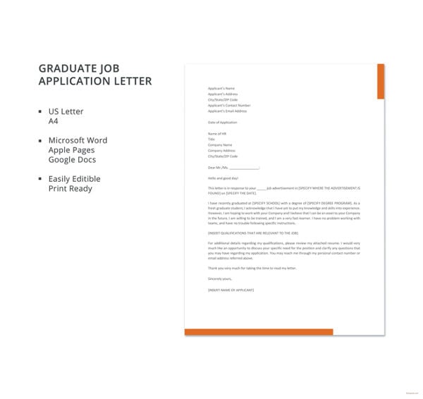 application letter for any vacant position fresh graduate