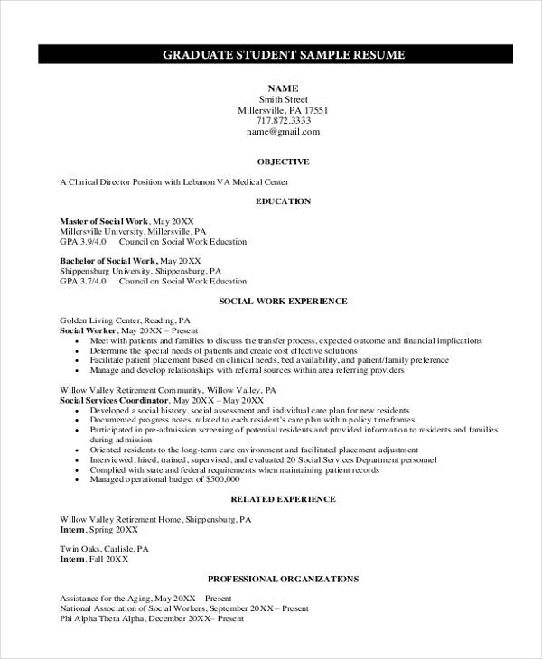 graduate student curriculum vitae