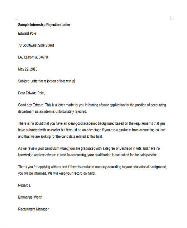 7 Grant Rejection Letter Templates Free And Premium Templates