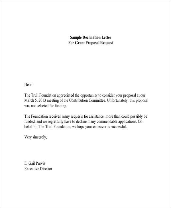 Proposal Rejection Letter Template