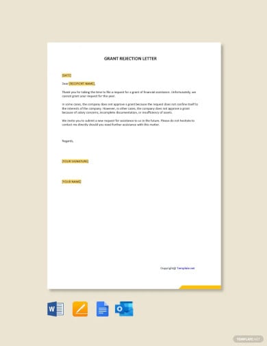 grant rejection letter template