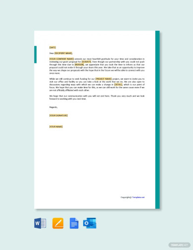 grant rejection thank you letter template