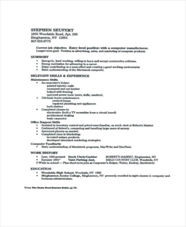 high school graduate resume format