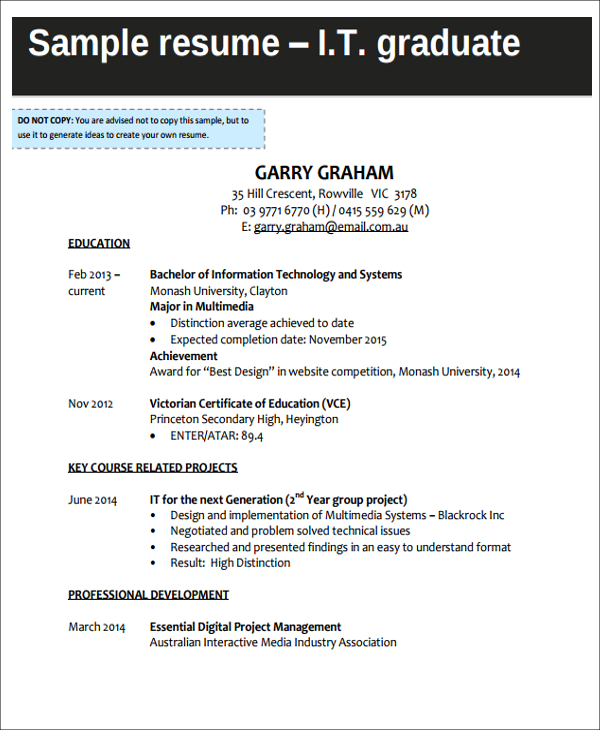 8+ Sample IT Curriculum Vitae Templates - PDF, DOC