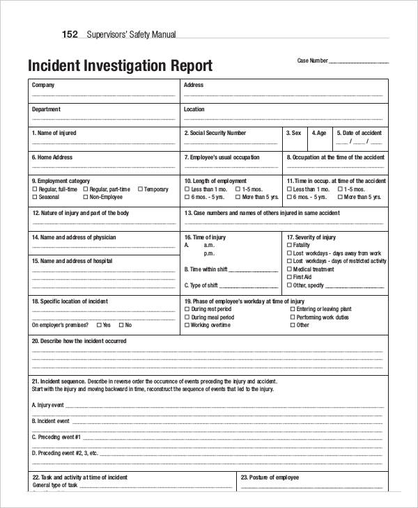 Investigation Report Template - 19+ Free Word, PDF, Google Docs, Apple ...