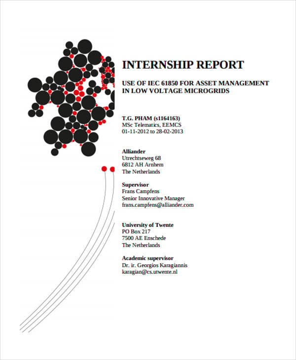 internship report format