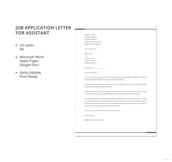 Download application letter for job