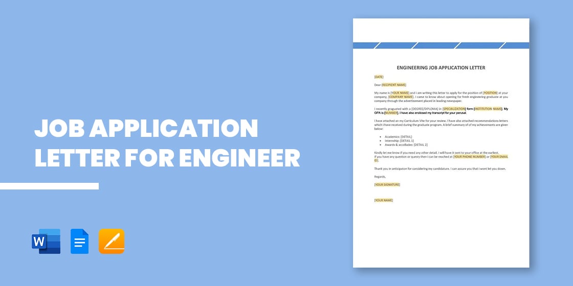 application letter as an engineer