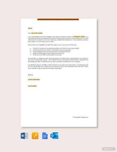 job application letter for junior accountant templates