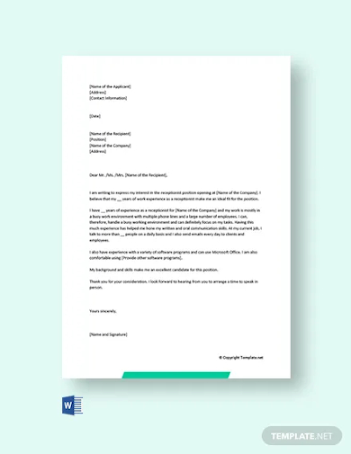 General Application Letter For Any Position | Free & Premium Templates