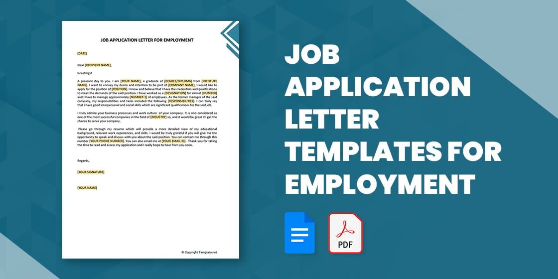 job application letter templates for employment – pdf doc