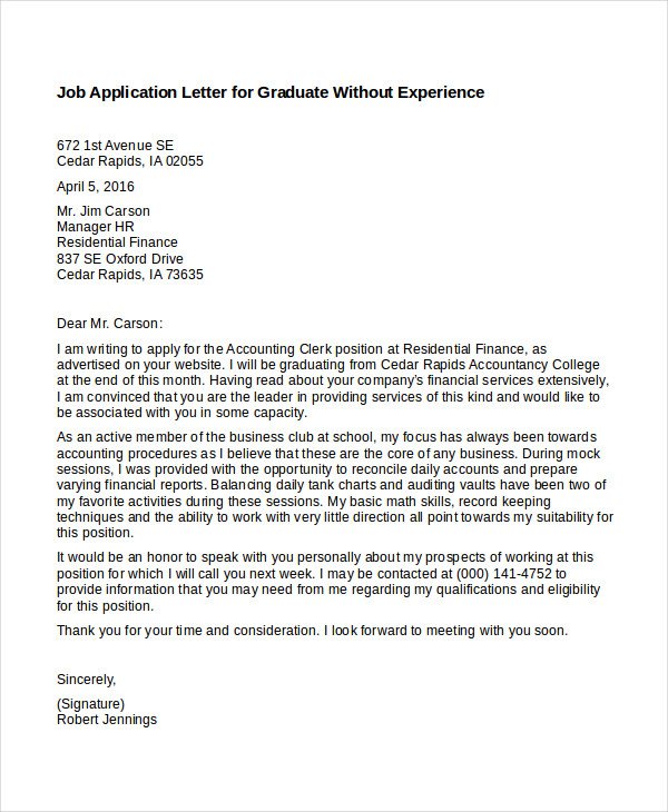 Job Cover Letter Examples Pdf