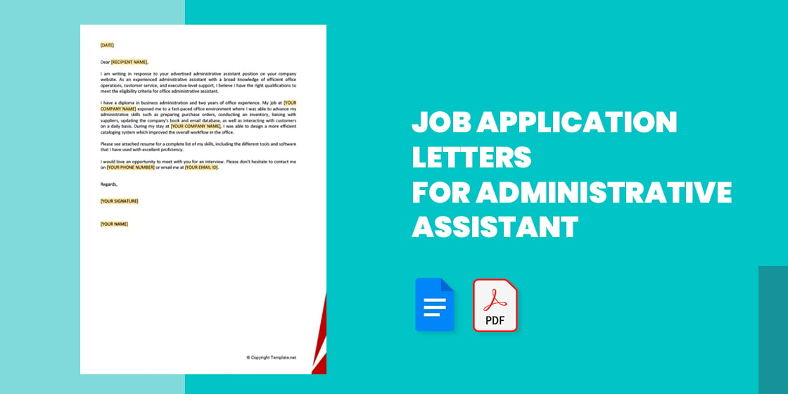 example of application letter for administrative assistant