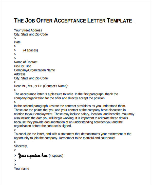 29+ Job Offer Letter Example