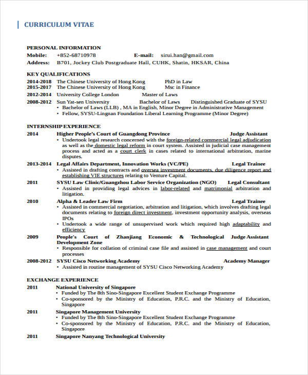 Professional Legal Cv Template from images.template.net