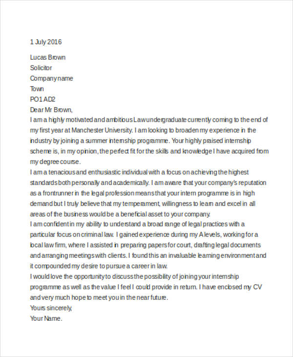 9+ Internship Cover Letter - Free Sample, Example Format Download