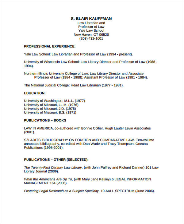 18+ Sample Law CV Templates - PDF, DOC