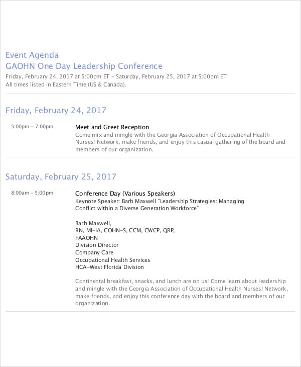 leadership event agenda