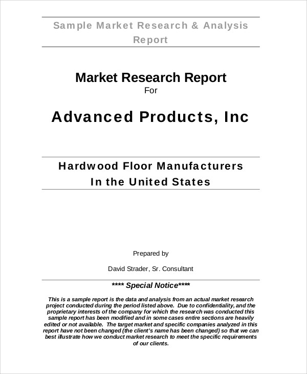 format of a market research report