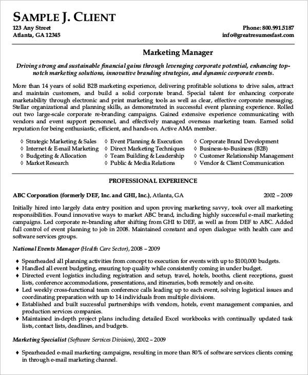 10+ Manager Curriculum Vitae Templates - PDF, DOC