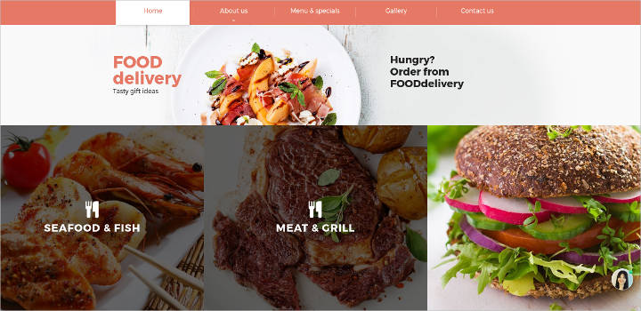 meal ordering website theme design