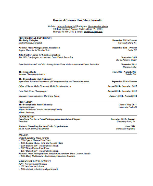 10+ Journalist Resume Templates PDF, DOC