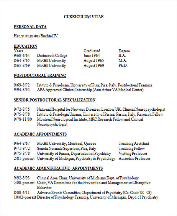 10+ Medical Curriculum Vitae Templates - PDF, DOC