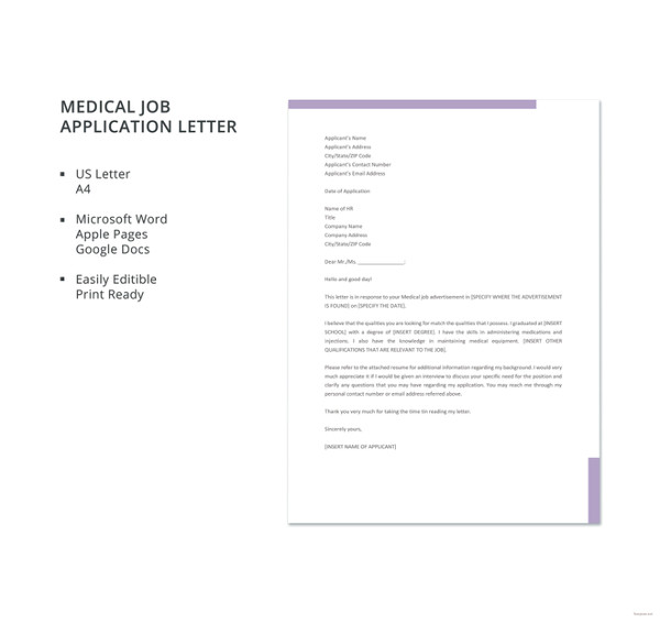 application letter for employment in ministry of health