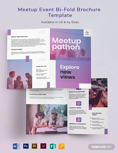 meetup event bi fold brochure template