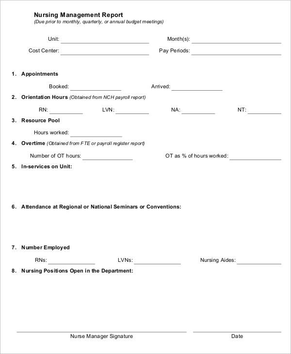 15+ Nursing Report Templates - Free Sample, Example Format Download ...