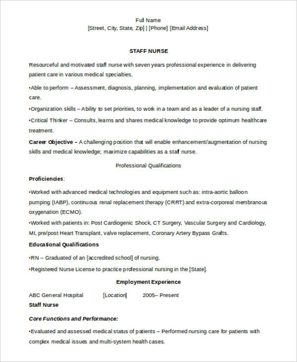 12+ Nursing Curriculum Vitae Templates - Free Word, PDF Format Download