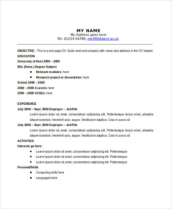 33+ Curriculum Vitae Templates - PDF, DOC