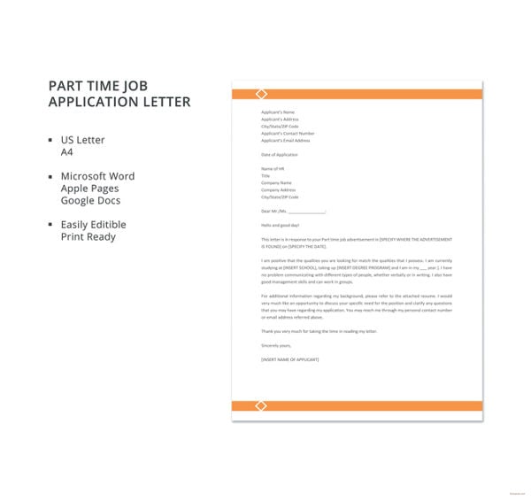 part time job application letter template2