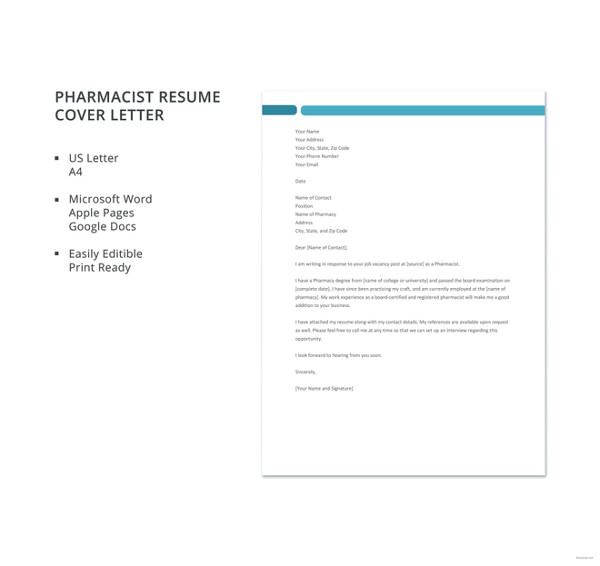 Pharmacy Assistant Motivation Cover Letter Sample - 200 ...