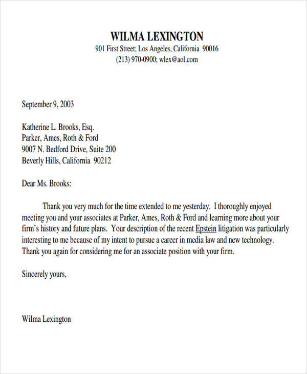 9+ Post Interview Thank You Letter Template - Free Sample 