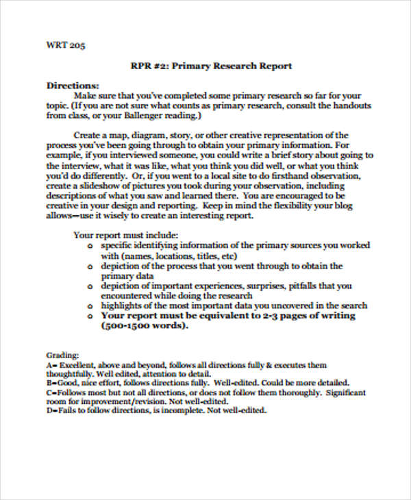 primary report